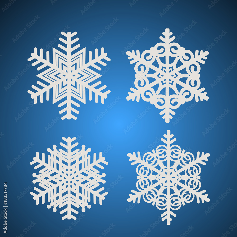 Set with white snowflakes. Illustration. Set with white snowflakes. Illustration.