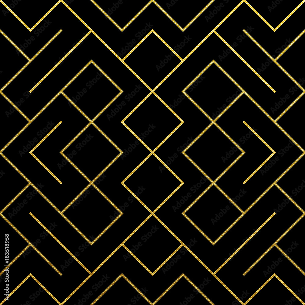 Golden geometric pattern background with abstract gold glitter mesh