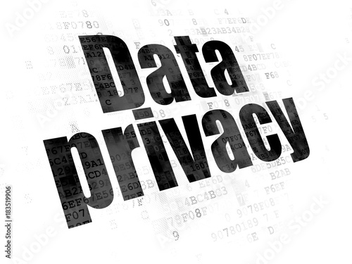 Security concept  Pixelated black text Data Privacy on Digital background