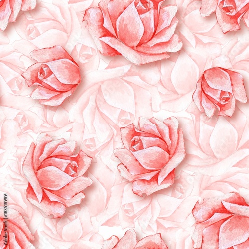 Floral seamless pattern. Watercolor background with beautiful roses 2