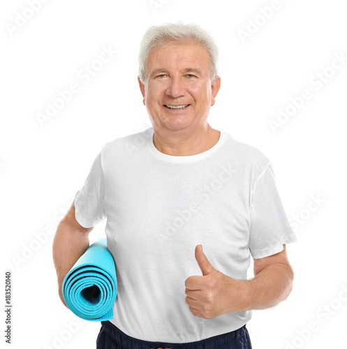 Mature man on white background