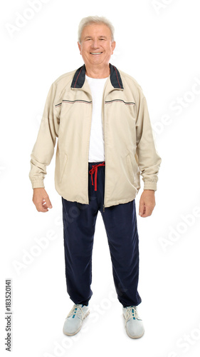 Mature man on white background