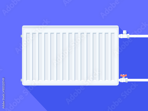 White heating radiator. Home heating system. Vector illustration