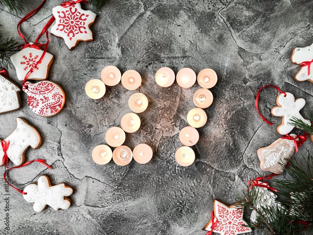 Date in calendar. December day. Christmas is coming. Advent. New Year and Christmas background. Number from candle light. Homemade Christmas cookies. 31 of December Date in calendar. December day. Christmas is coming. Advent. New Year and Christmas background. Number from candle light. Homemade Christmas cookies. 31 of December