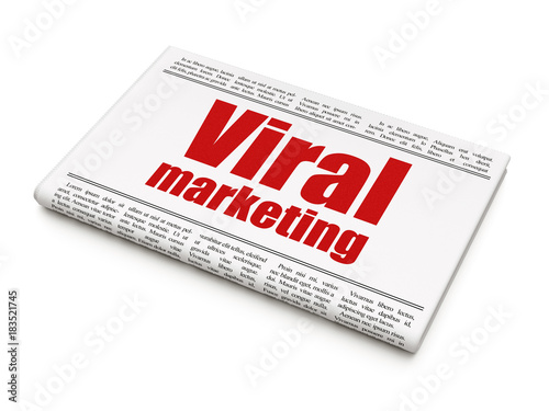 Advertising concept: newspaper headline Viral Marketing on White background, 3D rendering
