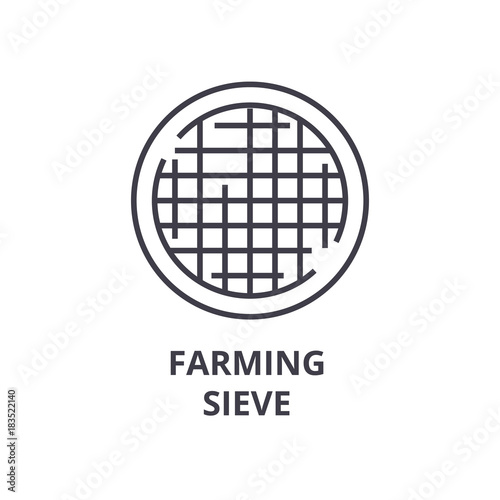 farming sieve line icon, outline sign, linear symbol, flat vector illustration