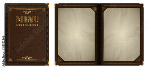 restaurant menu gold leather notepad