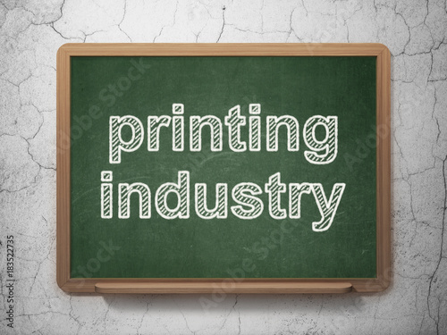 Industry concept: text Printing Industry on Green chalkboard on grunge wall background, 3D rendering