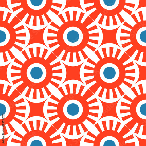 Abstract seamless pattern of lines and circles.