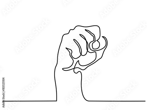 Continuous line drawing. Hand with fist. Vector illustration