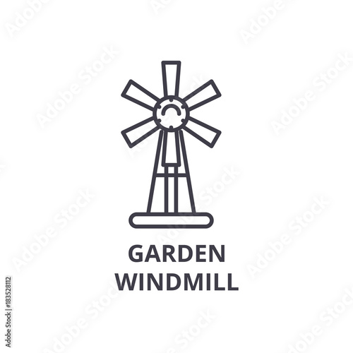 garden windmill line icon, outline sign, linear symbol, flat vector illustration