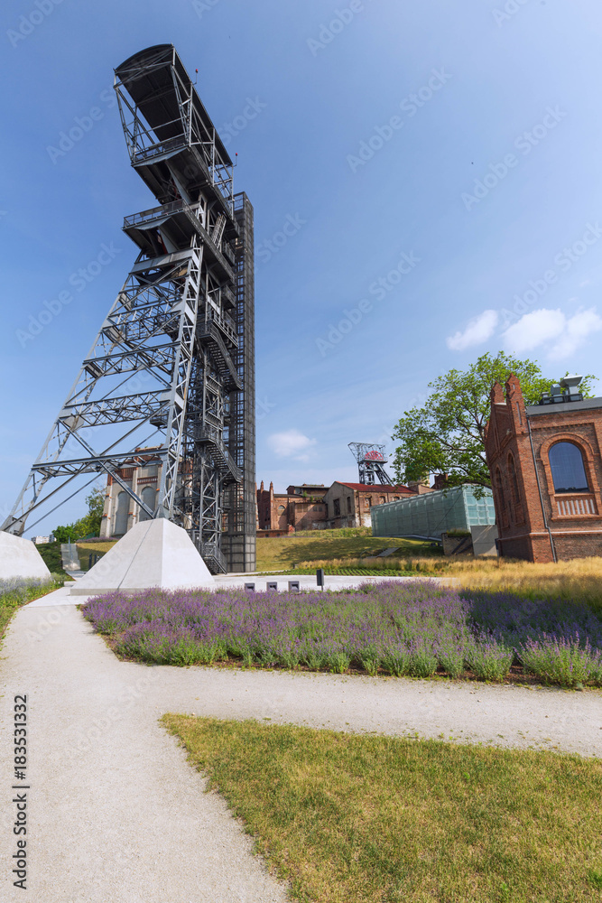 Katowice in Poland / Industrial landscape the old mine shaft Katowice in Poland / Industrial landscape the old mine shaft