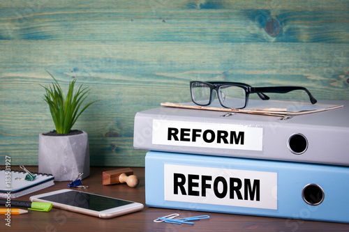 Foto reform concept. taxes education and medical background.