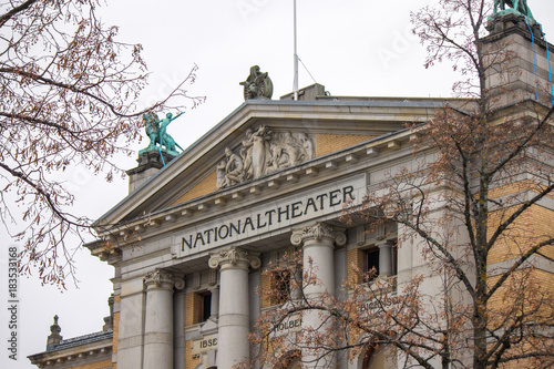 Entrance to the National theatre in Oslo, Norway photo