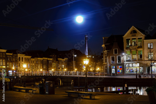 Big moon over the Leiden, Netherlands