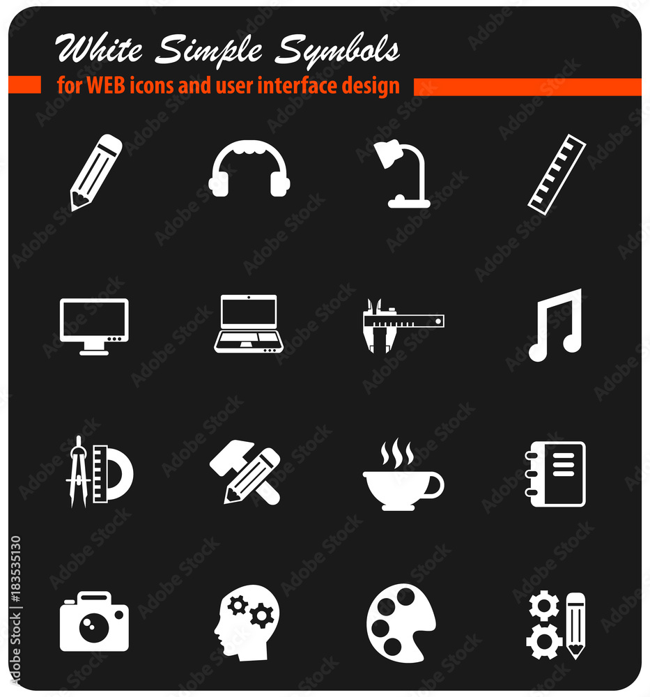 creative process white icon set