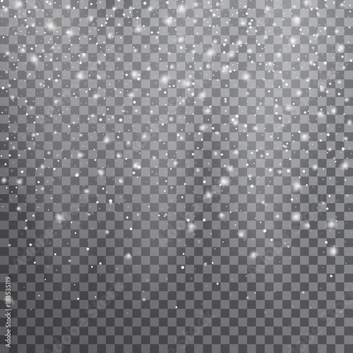 Snow. Vector transparent realistic snow background. Christmas and New Year decoration. Snow blizzard snowstorm background
