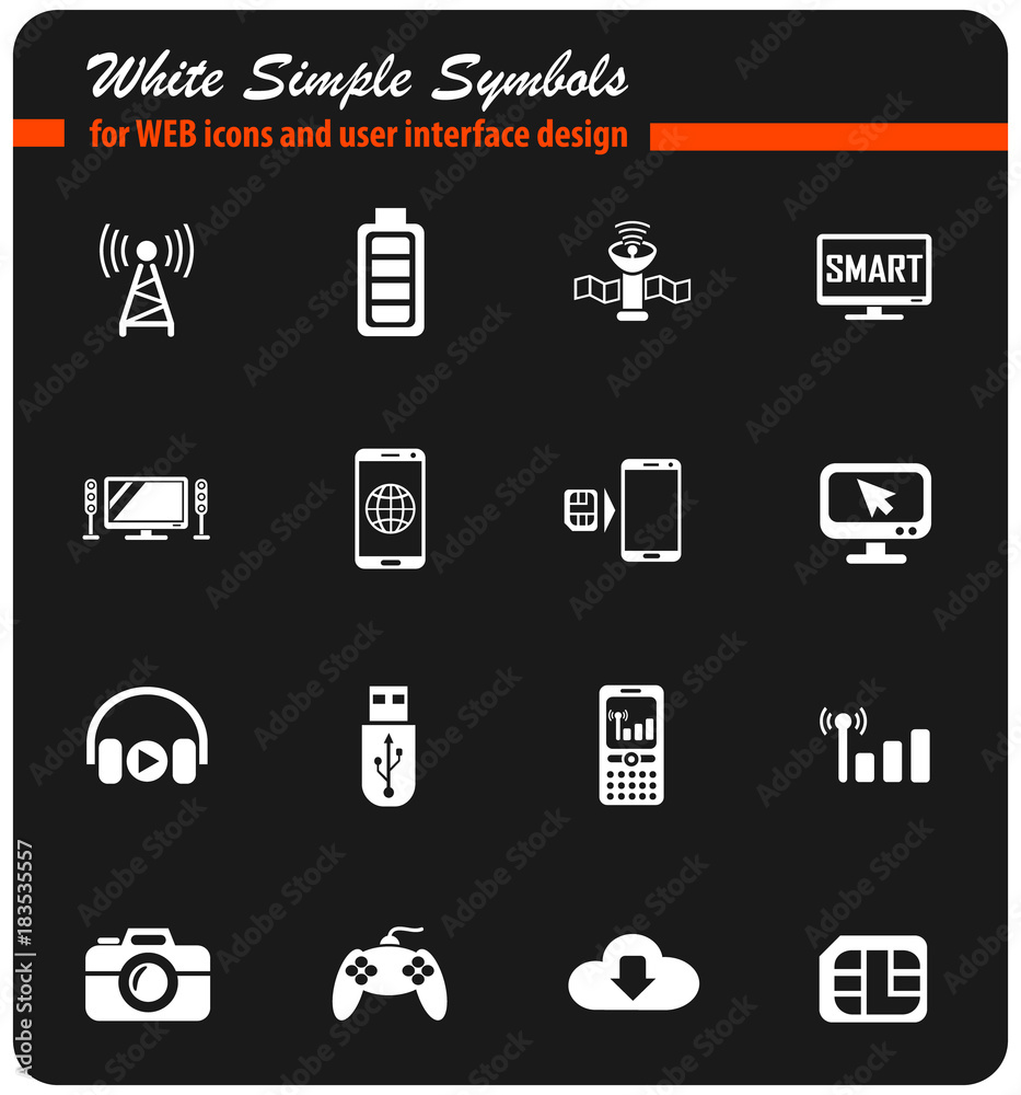hi tech white icon set hi tech white icon set