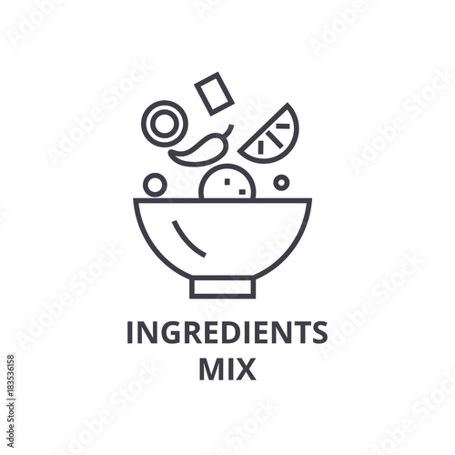 Obraz na płótnie ingredients mix line icon, outline sign, linear symbol, flat vector illustration w salonie