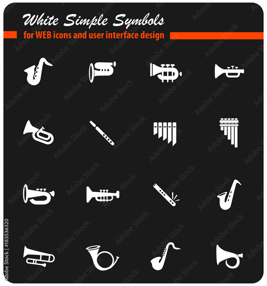 Obraz premium wind instruments icon set