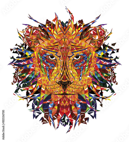 Kaleidoscopic orange lion