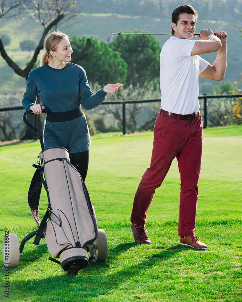 Obraz premium Golf partners playing together