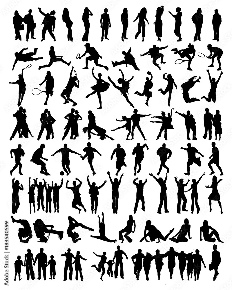 Big collection of people silhouettes, vector Big collection of people silhouettes, vector