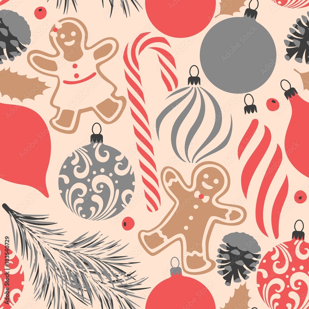 Fototapeta premium Seamless christmas decorations