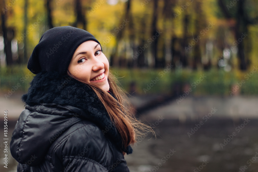 Young beautiful woman outdoor smiling Young beautiful woman outdoor smiling