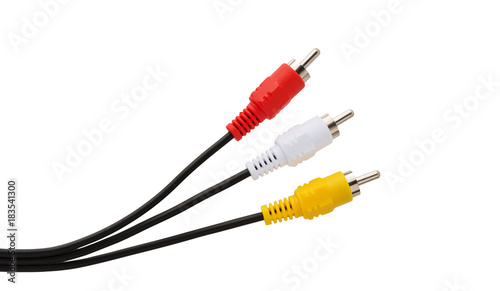 Cable. Audio video cable RCA  jack isolated on white photo