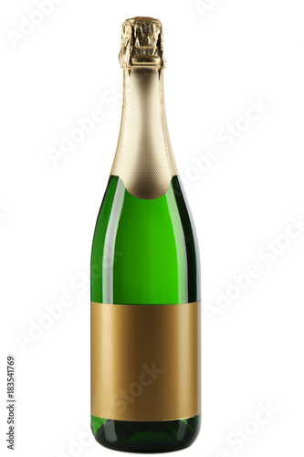 Champagne bottle isolated on white background