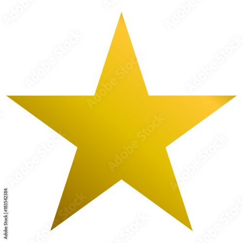 Christmas star golden - simple 5 point star - isolated on white