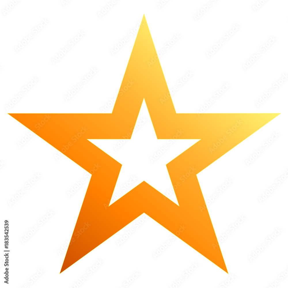 Obraz premium Christmas star orange - outlined 5 point star - isolated on white