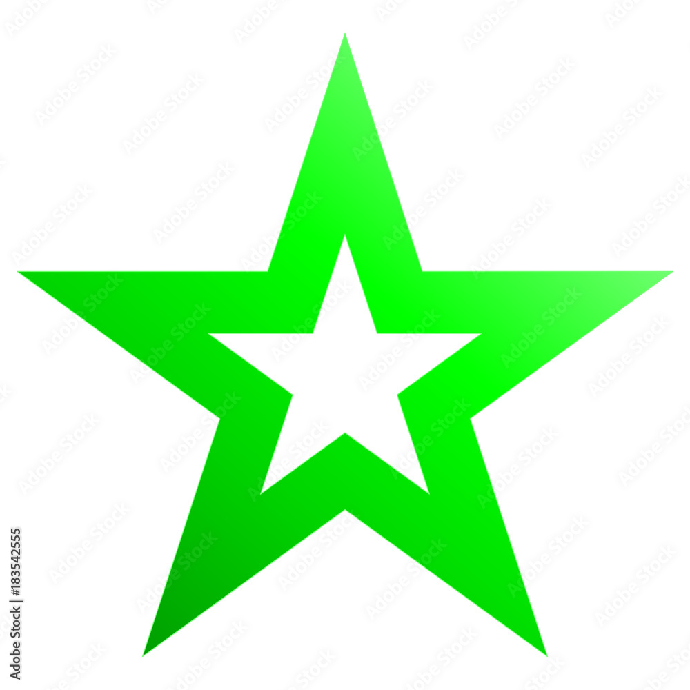 Obraz premium Christmas star green - outlined 5 point star - isolated on white