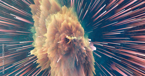 Nebula space explosion with light point. 3D illustration.