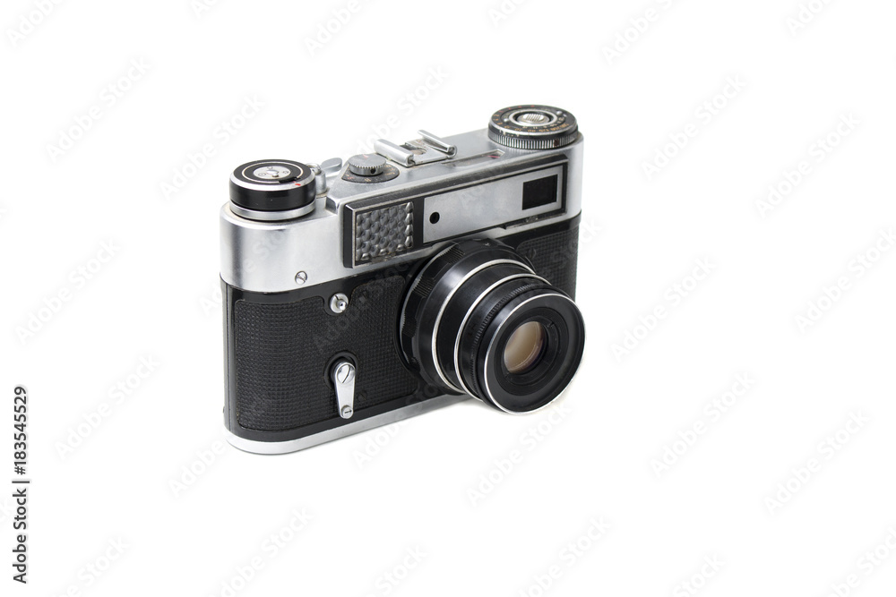 vintage camera on white background. old camera isolated on white background