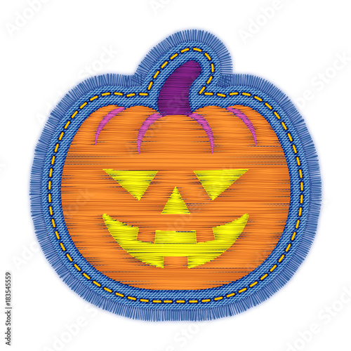 Halloween pumpkin embroidery patch design