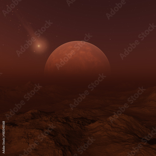 Fototapeta Naklejka Na Ścianę i Meble -  3d rendered Space Art: Alien Planet - A Fantasy Landscape