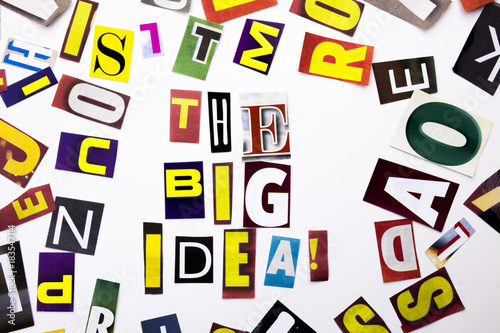 A word writing text showing concept of The Big Idea made of different magazine newspaper letter for Business case on the white background with copy space photo