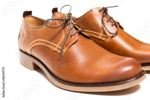 men's classic brown leather shoes - isolated