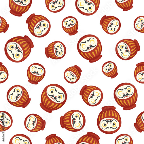 Seamless pattern of traditional japanese Daruma dolls. Flat vector. photo