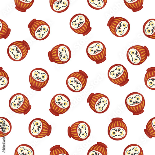 Seamless pattern of japanese Daruma dolls.