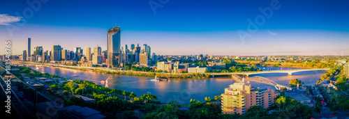 Brisbane city skyline mid afternoon