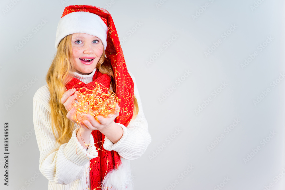 Girl wearing christmas cap Girl wearing christmas cap