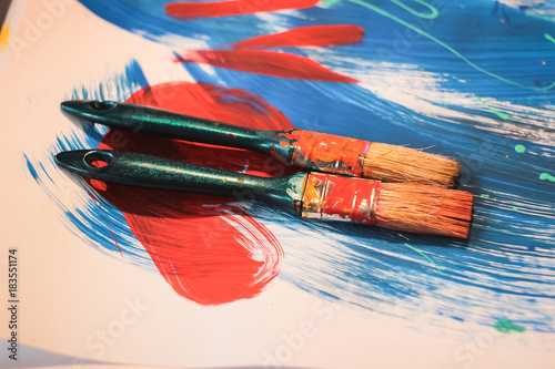 two paint brush on white background