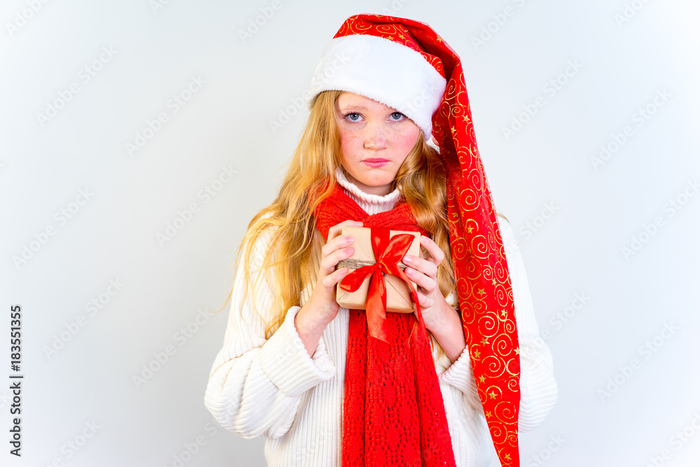Girl wearing christmas cap Girl wearing christmas cap