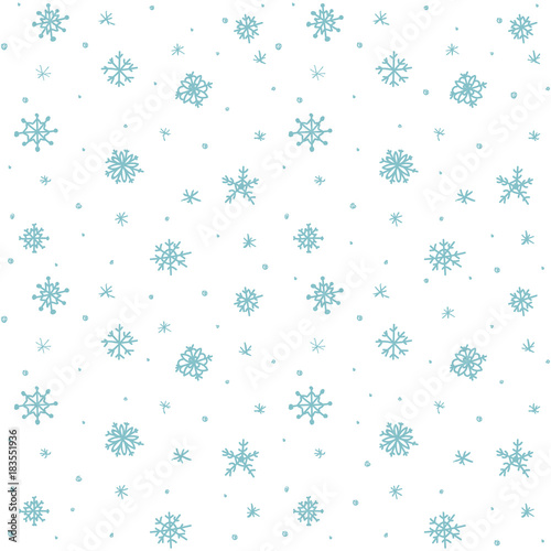 Seamless pattern hand drawn white snow flakes on white, simple winter background. design for holiday greeting cards and invitations of the Merry Christmas and Happy New Year, winter holidays