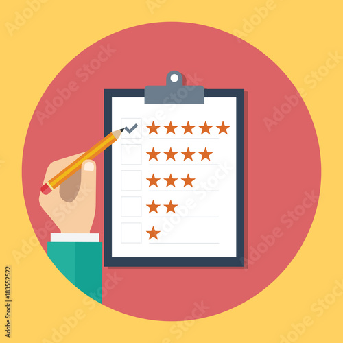 Rating on customer service illustration. Website rating feedback and review concept. Flat vector.