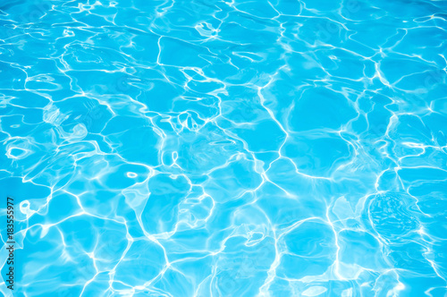 Beautiful ripple wave and blue water surface in swimming pool  Blue water for background and abstract