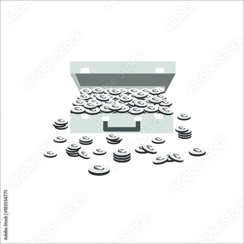 Briefcase full of evro icon. Vector Illustration photo